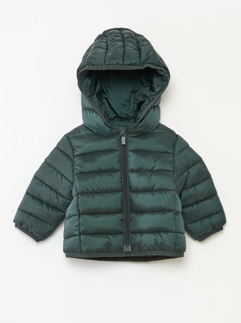 Doudoune à capuche matelassée Vert - Kiabi