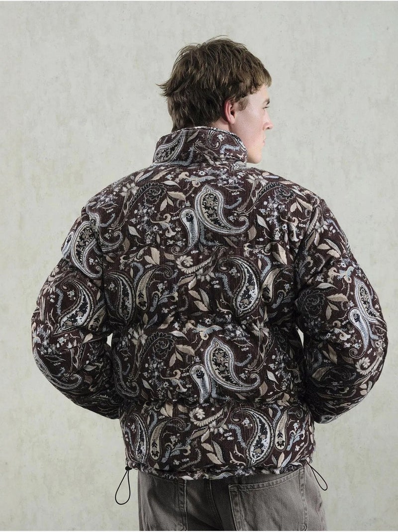 Doudoune à motifs giesto avec col zippé Marron foncé - Kiabi