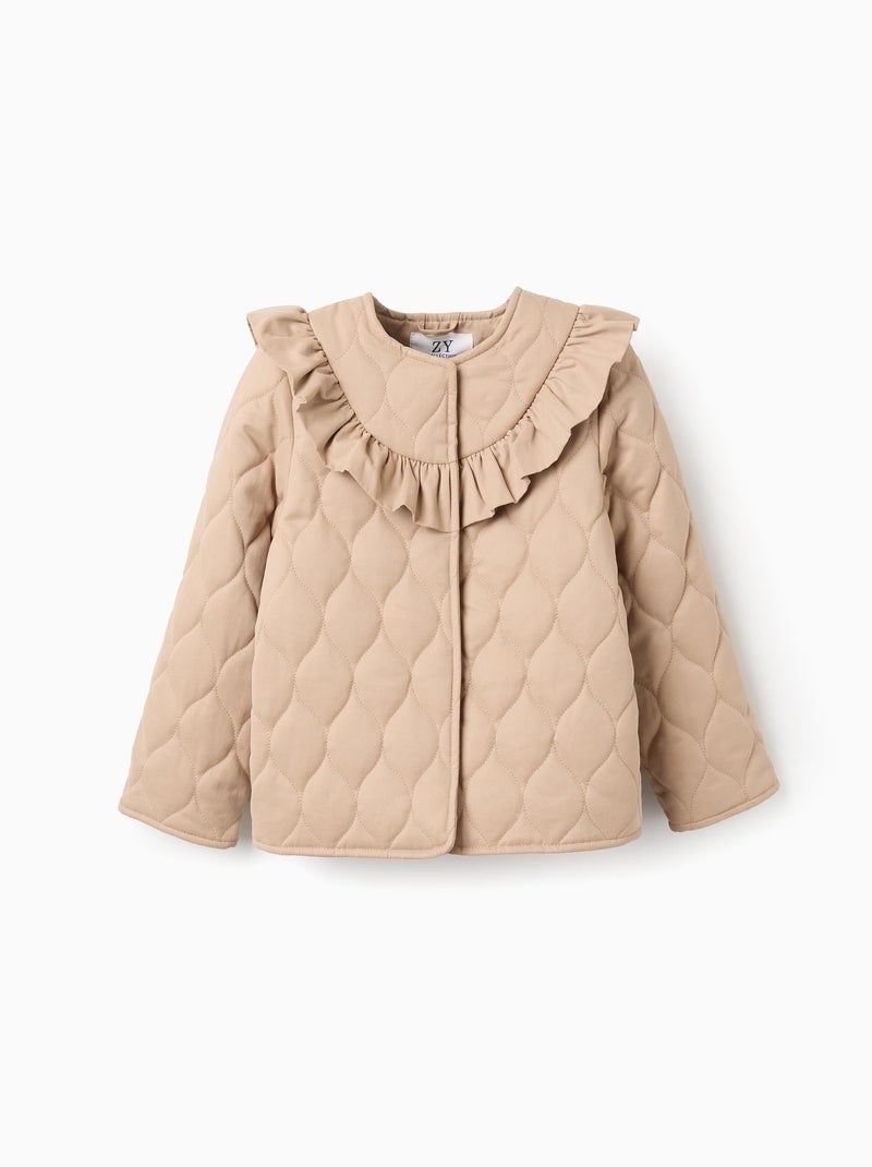Doudoune à Volants Beige - Kiabi