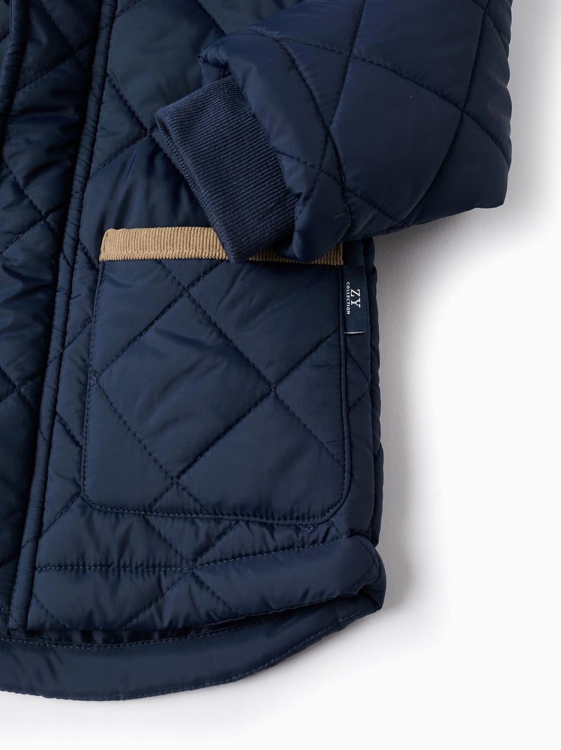 Doudoune avec Capuche Amovible Bleu foncé - Kiabi