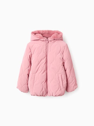 Doudoune avec Capuche et Doublure en Fausse Fourrure