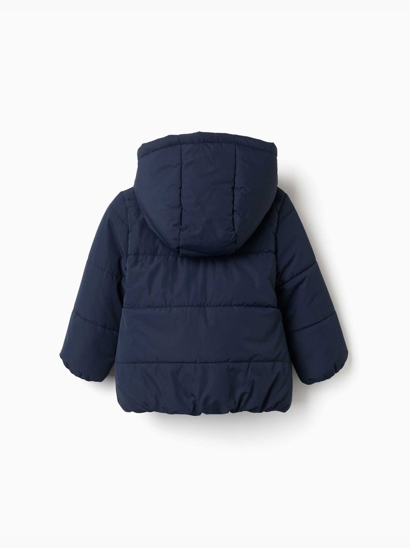 Doudoune avec capuche et doublure en polaire Bleu foncé - Kiabi
