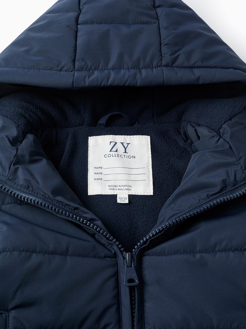 Doudoune avec Capuche et Doublure Polaire Bleu foncé - Kiabi