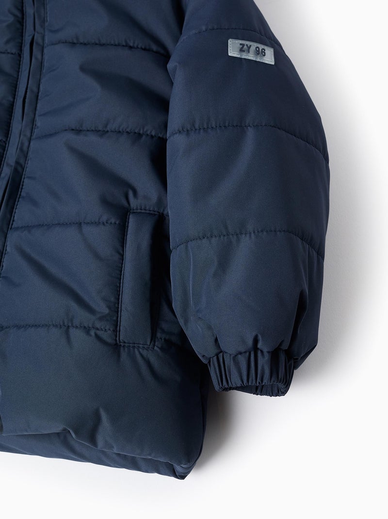 Doudoune avec Capuche et Doublure Polaire Bleu foncé - Kiabi