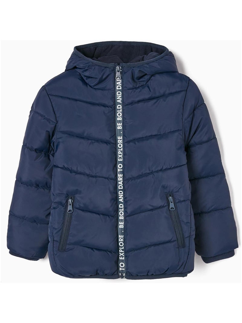 Doudoune avec Capuche et Doublure Polaire Garçon 'Be Bold'   READY PLAYER Bleu foncé - Kiabi