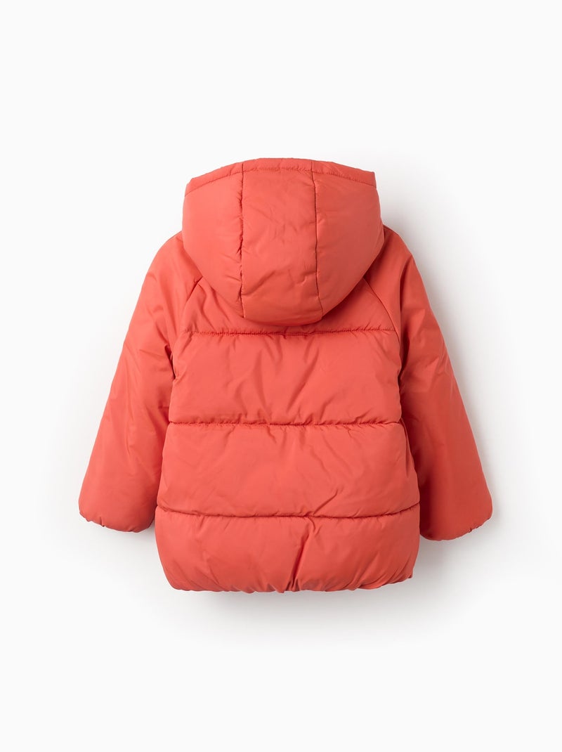 Doudoune avec Capuche et Doublure Polaire Noir Orange - Kiabi