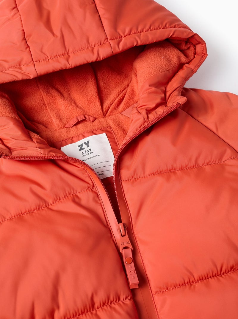 Doudoune avec Capuche et Doublure Polaire Noir Orange - Kiabi