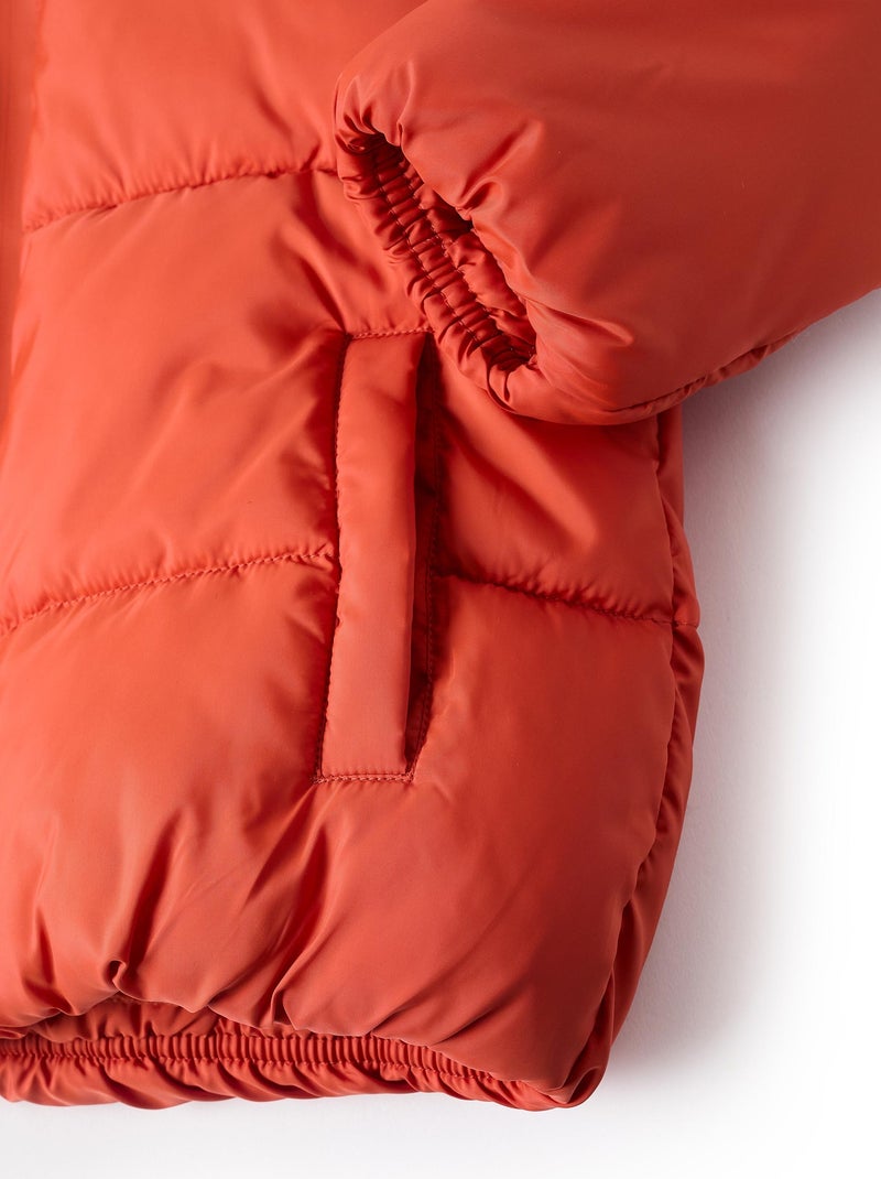 Doudoune avec Capuche et Doublure Polaire Noir Orange - Kiabi