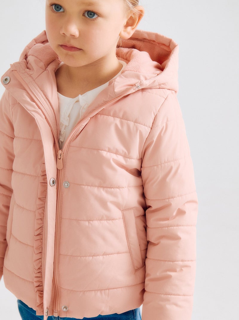 Doudoune avec Capuche et Doublure Polaire Rose - Kiabi