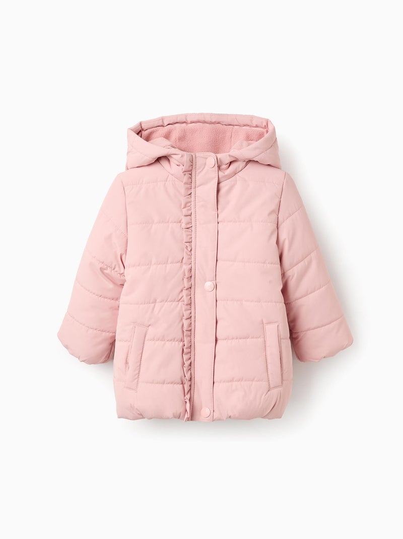 Doudoune avec Capuche et Doublure Polaire Rose - Kiabi