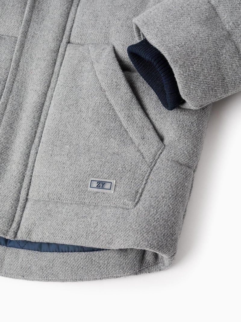 Doudoune avec Capuche Gris - Kiabi