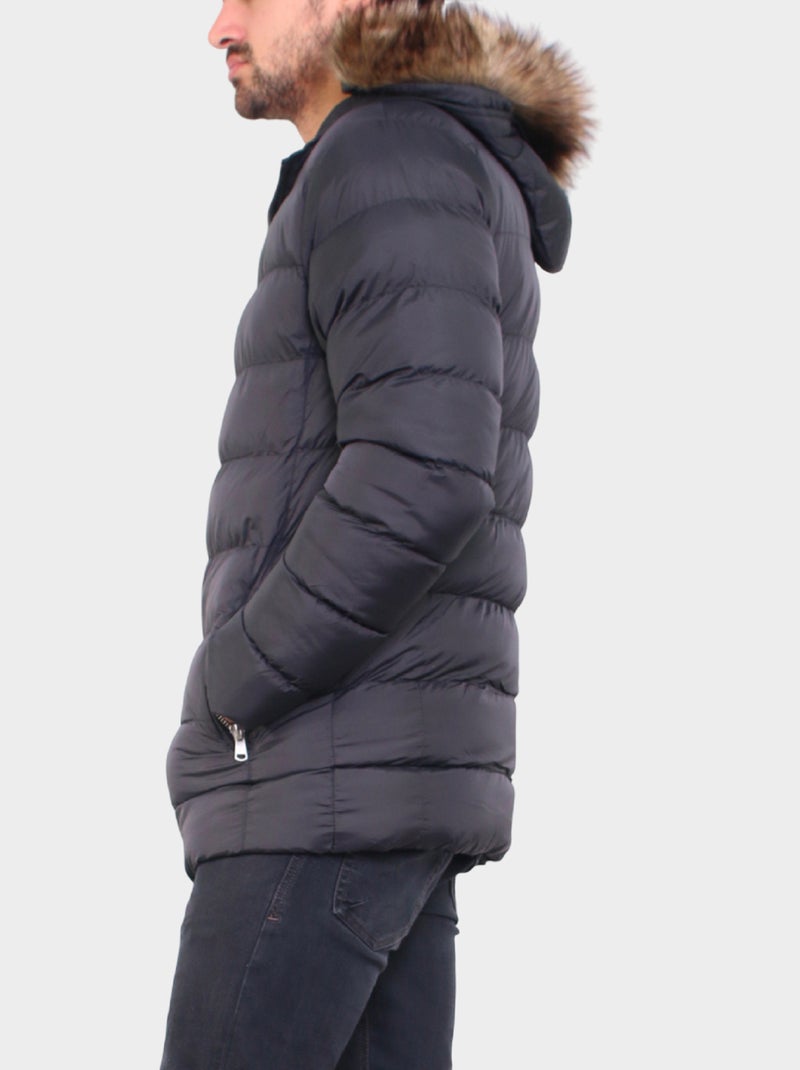 Doudoune avec capuche Noir - Kiabi