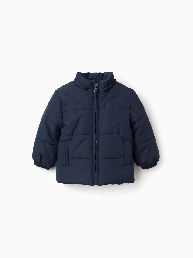 Doudoune avec doublure en polaire et capuche amovible Bleu foncé - Kiabi
