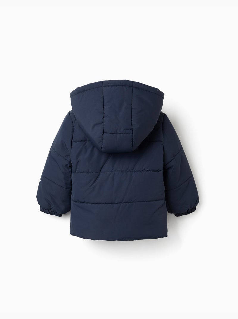 Doudoune avec doublure en polaire et capuche amovible Bleu foncé - Kiabi