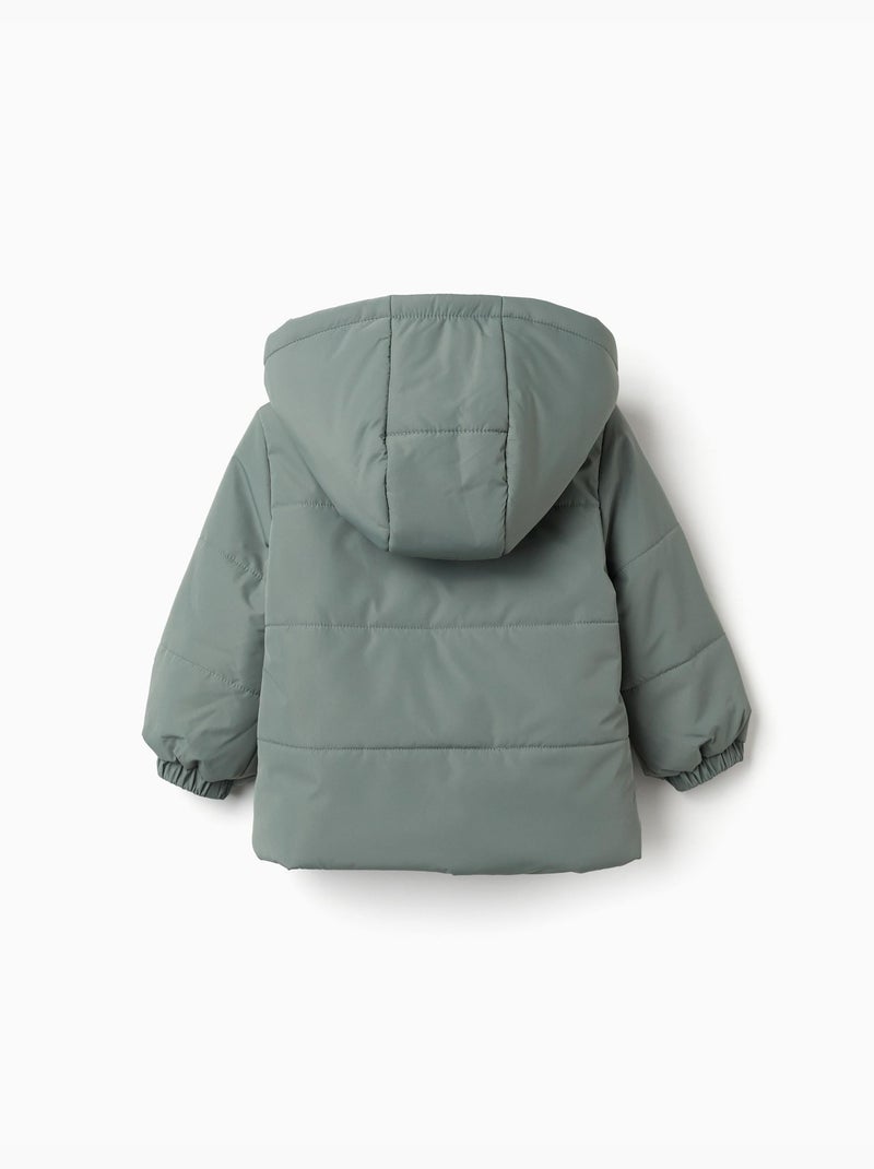 Doudoune avec doublure en polaire et capuche amovible Vert foncé - Kiabi