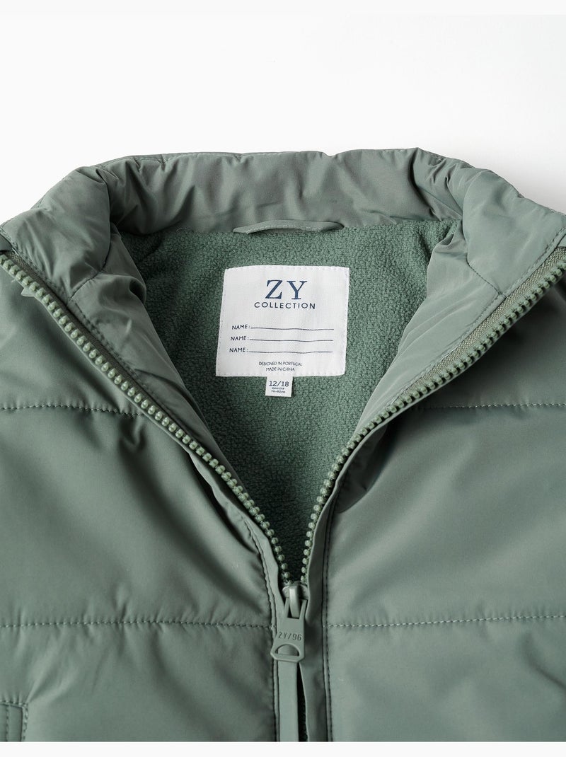 Doudoune avec doublure en polaire et capuche amovible Vert foncé - Kiabi