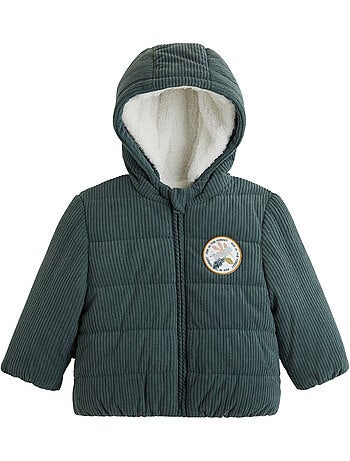 Doudoune bébé en velours côtelé doublée sherpa avec capuche elliott