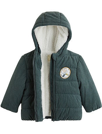 Doudoune bébé en velours côtelé doublée sherpa avec capuche elliott