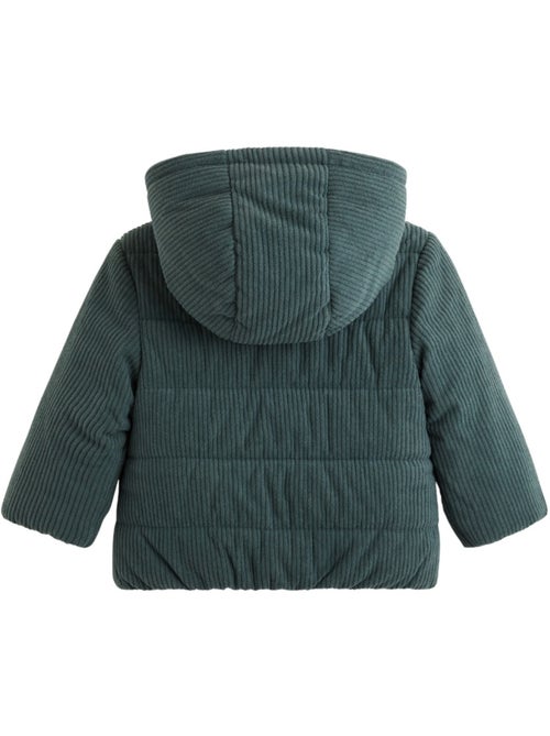 Doudoune bébé en velours côtelé doublée sherpa avec capuche Elliott - Kiabi