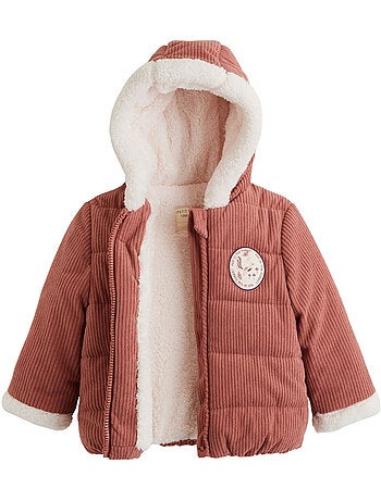 Doudoune bébé en velours côtelé doublée sherpa avec capuche Evie