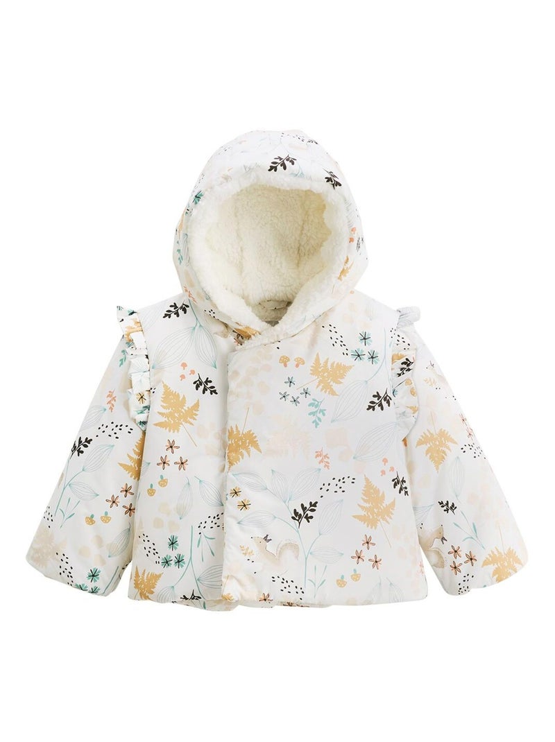 Doudoune bébé imperméable doublée sherpa avec capuche Bloom Ecru - Kiabi