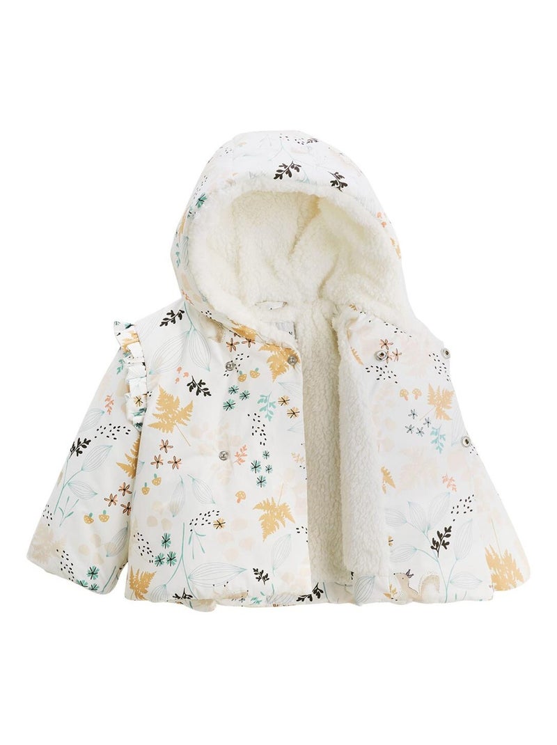 Doudoune bébé imperméable doublée sherpa avec capuche Bloom Ecru - Kiabi