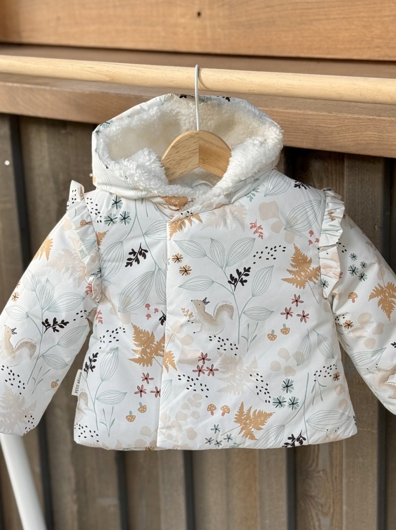 Doudoune bébé imperméable doublée sherpa avec capuche Bloom Ecru - Kiabi