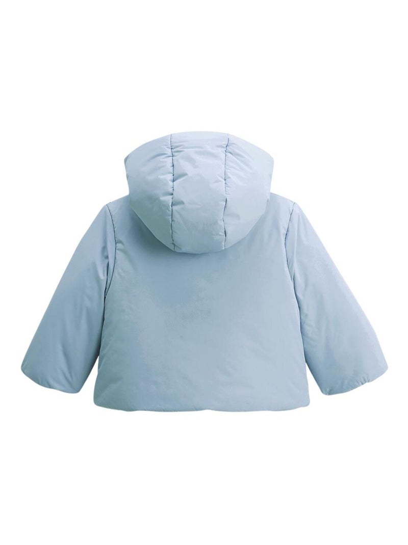Doudoune bébé imperméable doublée sherpa avec capuche Nino Bleu - Kiabi