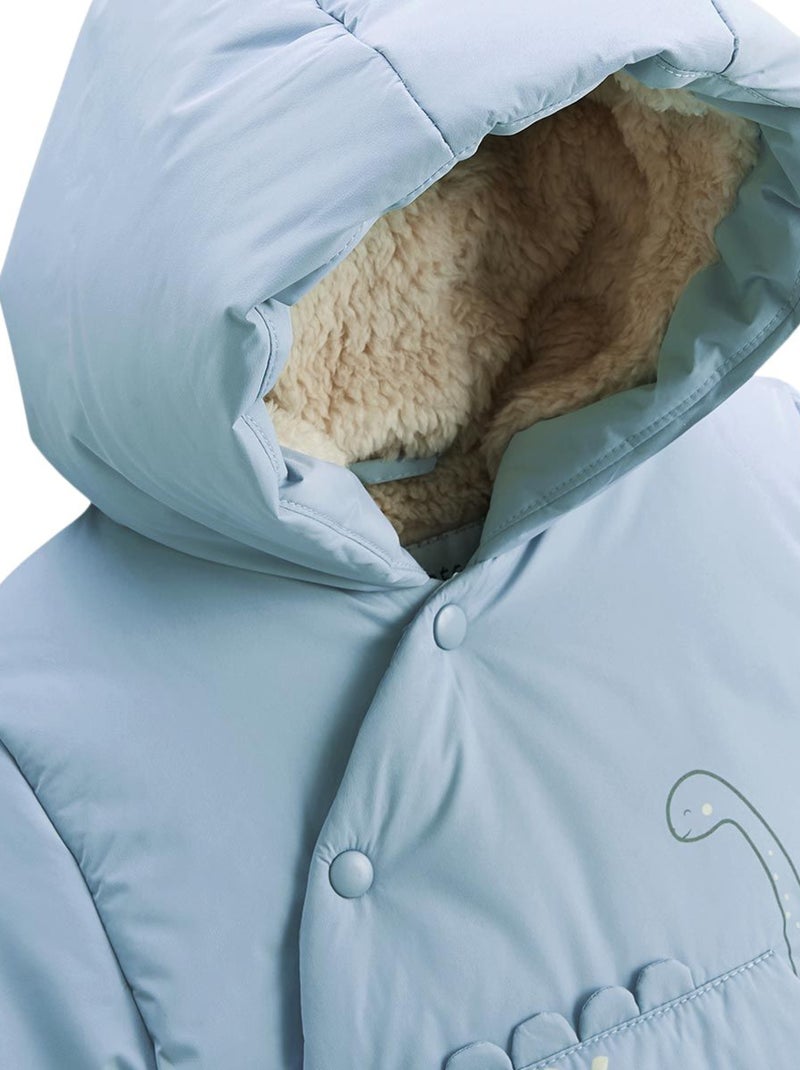 Doudoune bébé imperméable doublée sherpa avec capuche Nino Bleu - Kiabi