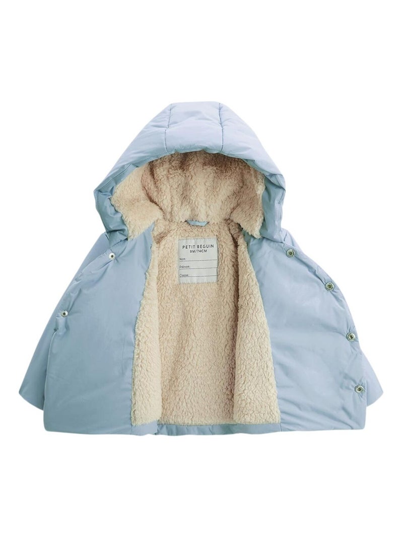Doudoune bébé imperméable doublée sherpa avec capuche Nino Bleu - Kiabi