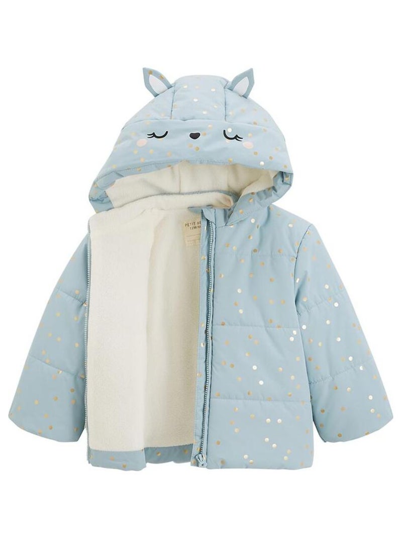 Doudoune bébé intérieur polaire avec capuche Alma Bleu - Kiabi