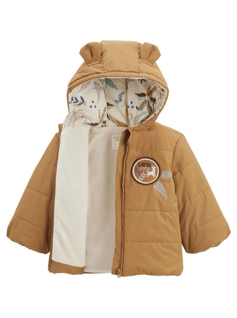 Doudoune bébé intérieur polaire avec capuche Lamascotte Camel - Kiabi