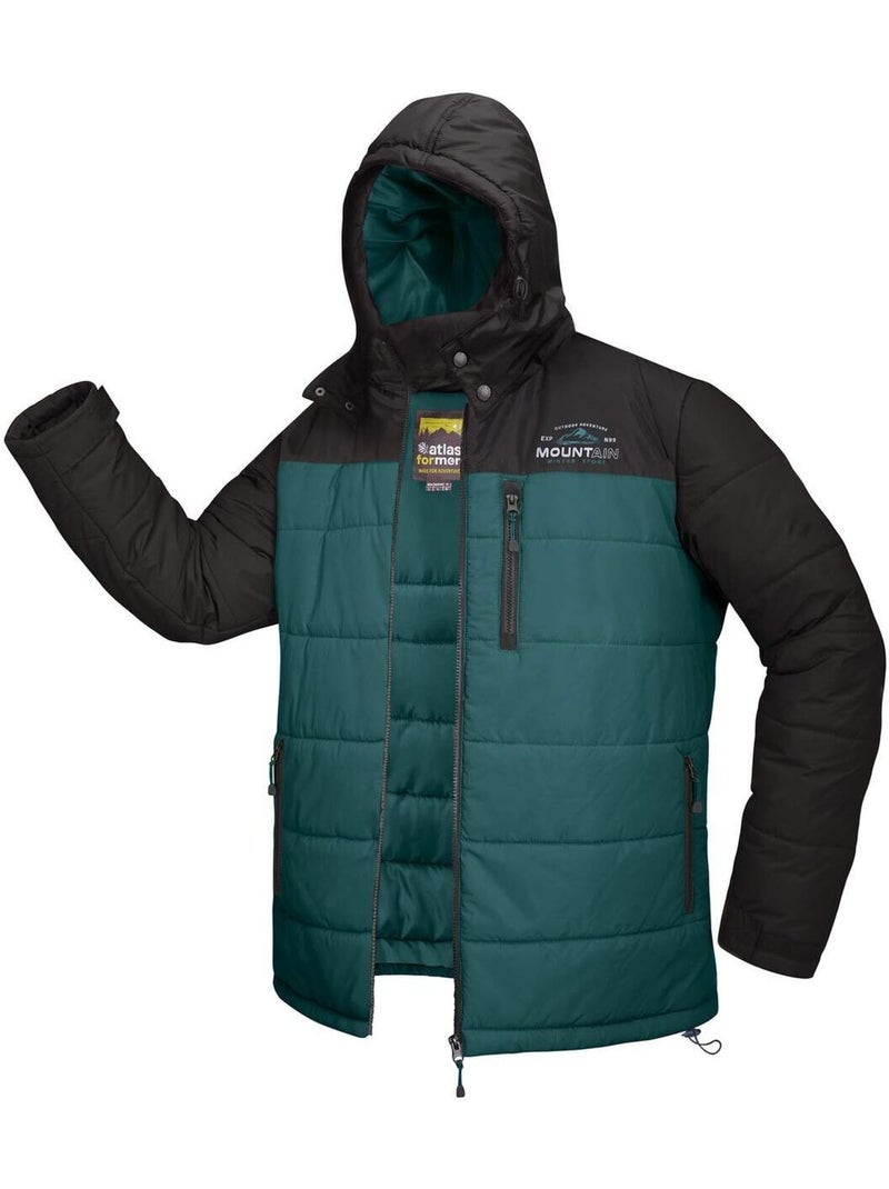 Doudoune Bicolore avec Capuche Amovible Adventure  - Atlas For Men Vert - Kiabi