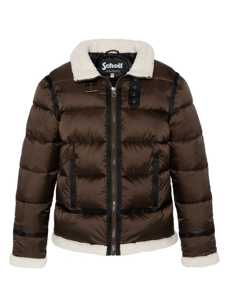 Doudoune bombardier - schott Marron - Kiabi