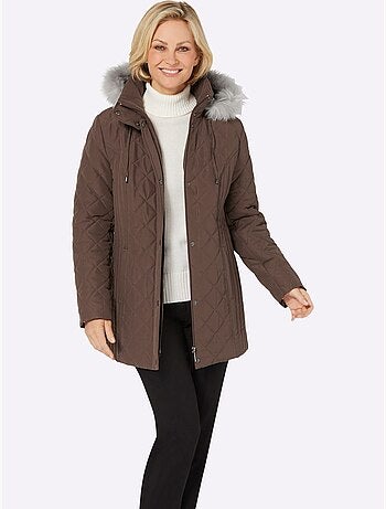 Doudoune Capuche Amovible Avec Empiècement Imitation Fourrure - Taille Standard - Moda Vilona