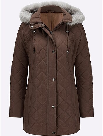Doudoune Capuche Amovible Avec Empiècement Imitation Fourrure - Taille Standard - Moda Vilona