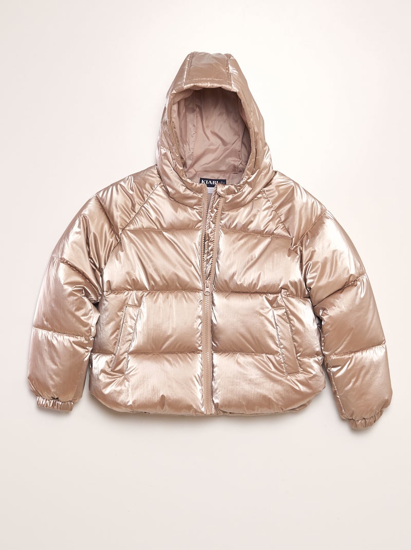 Doudoune capuche effet métallique Beige - Kiabi