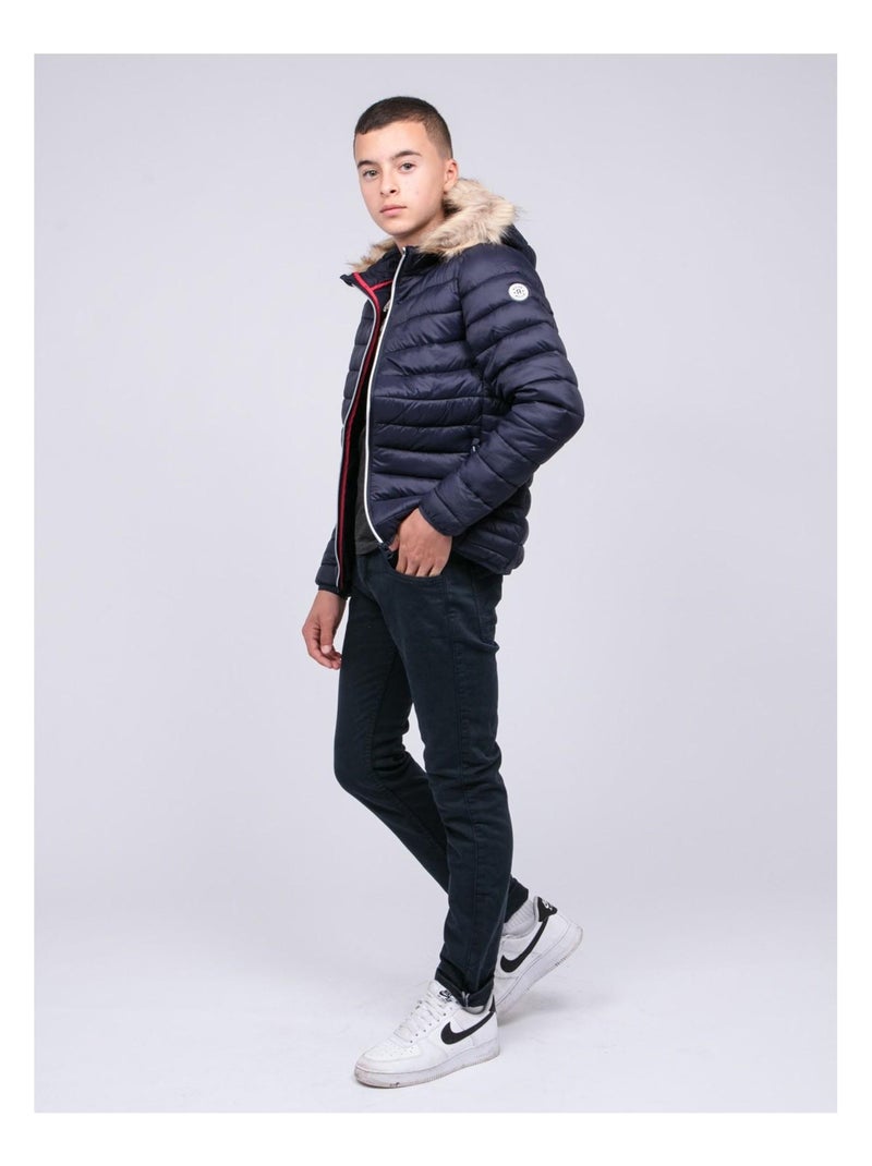 Doudoune capuche ZILTOU garçon Bleu marine - Kiabi