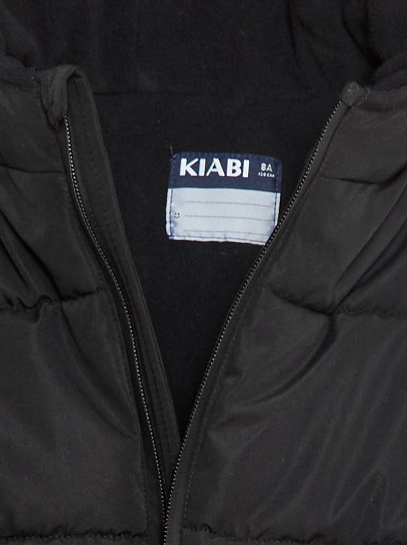 Doudoune chaude à capuche Noir - Kiabi