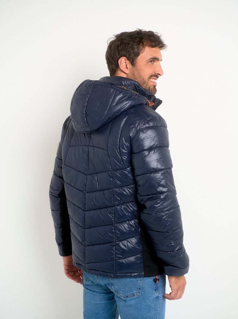 Doudoune chaude brillante détails fluo Bleu marine - Kiabi