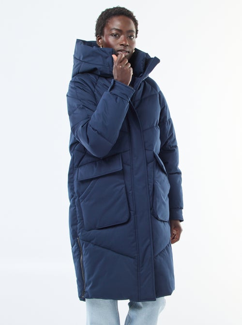 Doudoune chaude longue déperlante à capuche - Kiabi