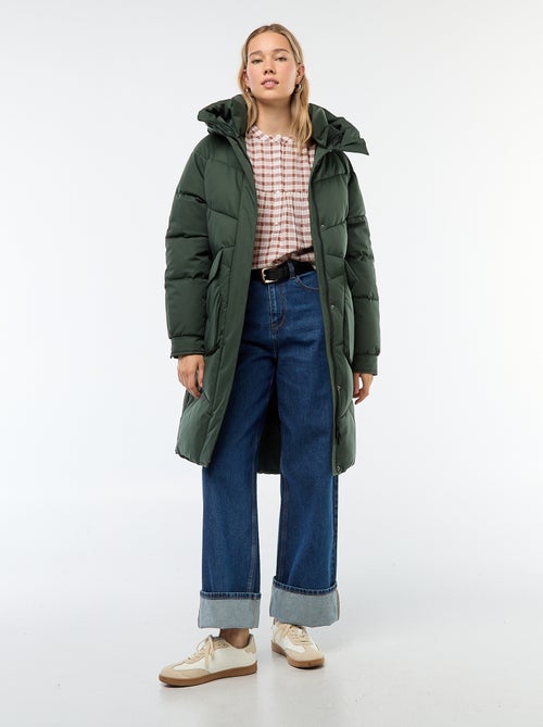 Doudoune chaude longue déperlante à capuche - Kiabi