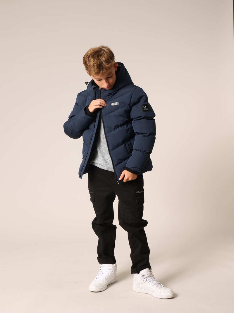 Doudoune chaude pour garçon avec capuche et doublure douce
 'Deeluxe' Bleu marine - Kiabi