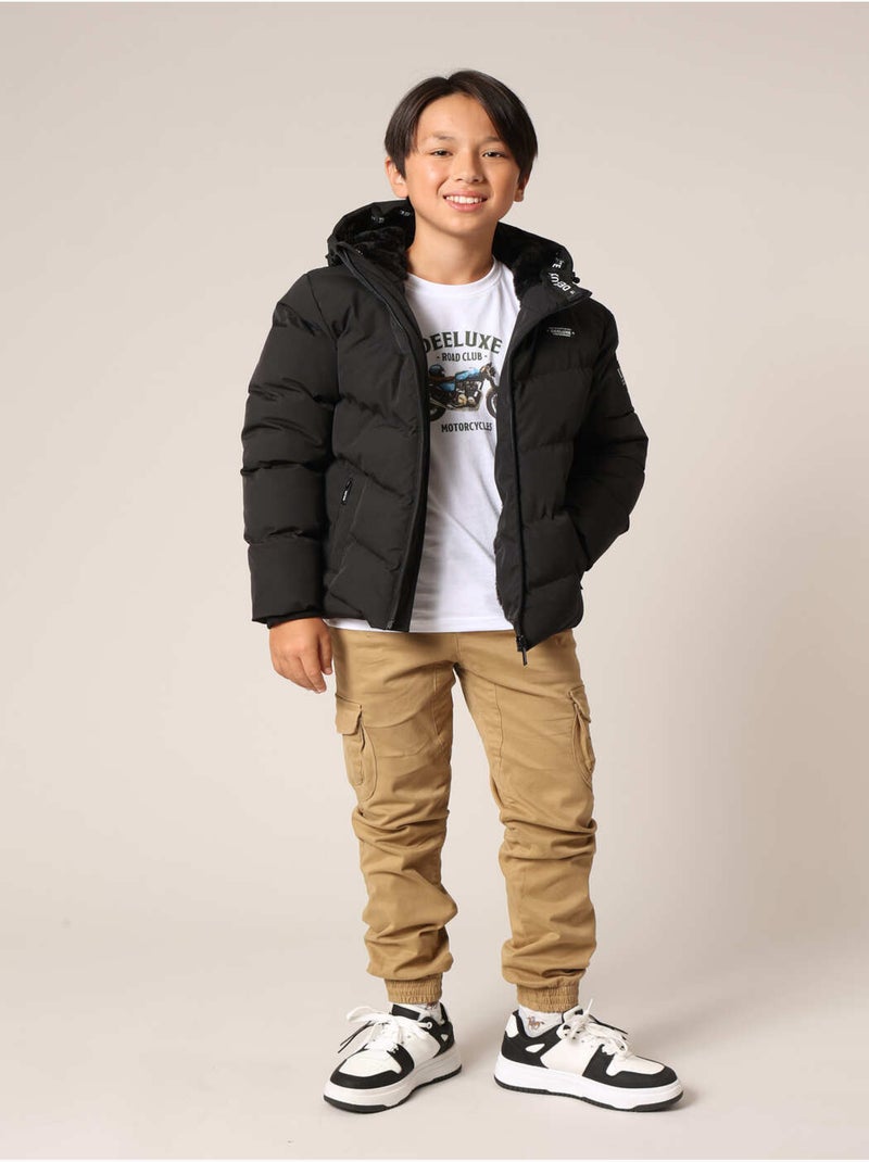 Doudoune chaude pour garçon avec capuche et doublure douce
 'Deeluxe' Noir - Kiabi