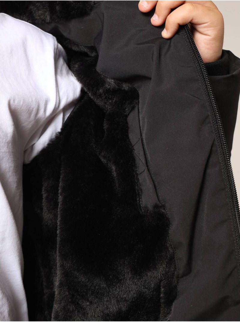 Doudoune chaude pour garçon avec capuche et doublure douce
 'Deeluxe' Noir - Kiabi