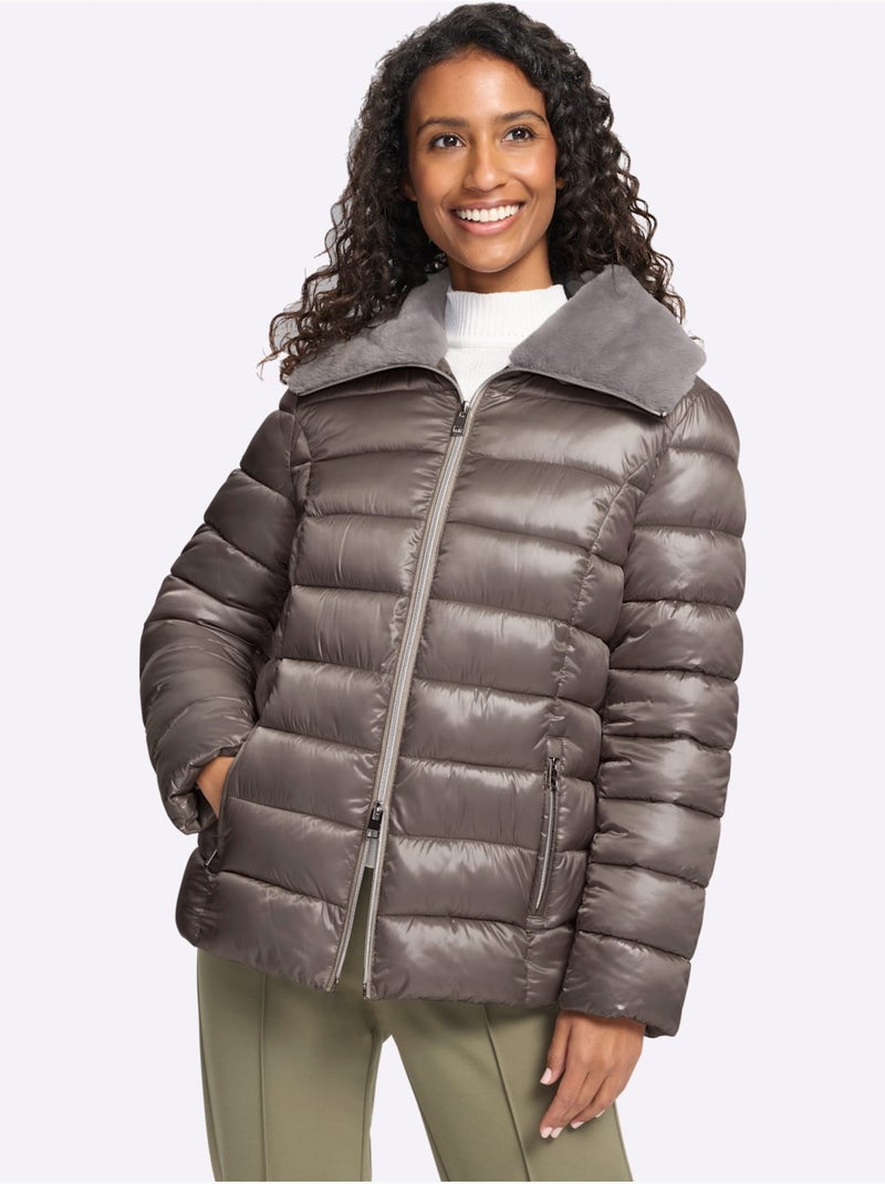 Doudoune chiné - taille standard - helline Gris taupe - Kiabi