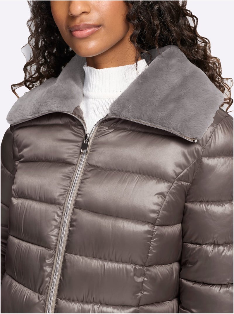 Doudoune chiné - taille standard - helline Gris taupe - Kiabi