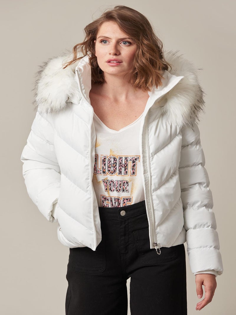 Doudoune cintrée à capuche 'Deeluxe' Blanc - Kiabi