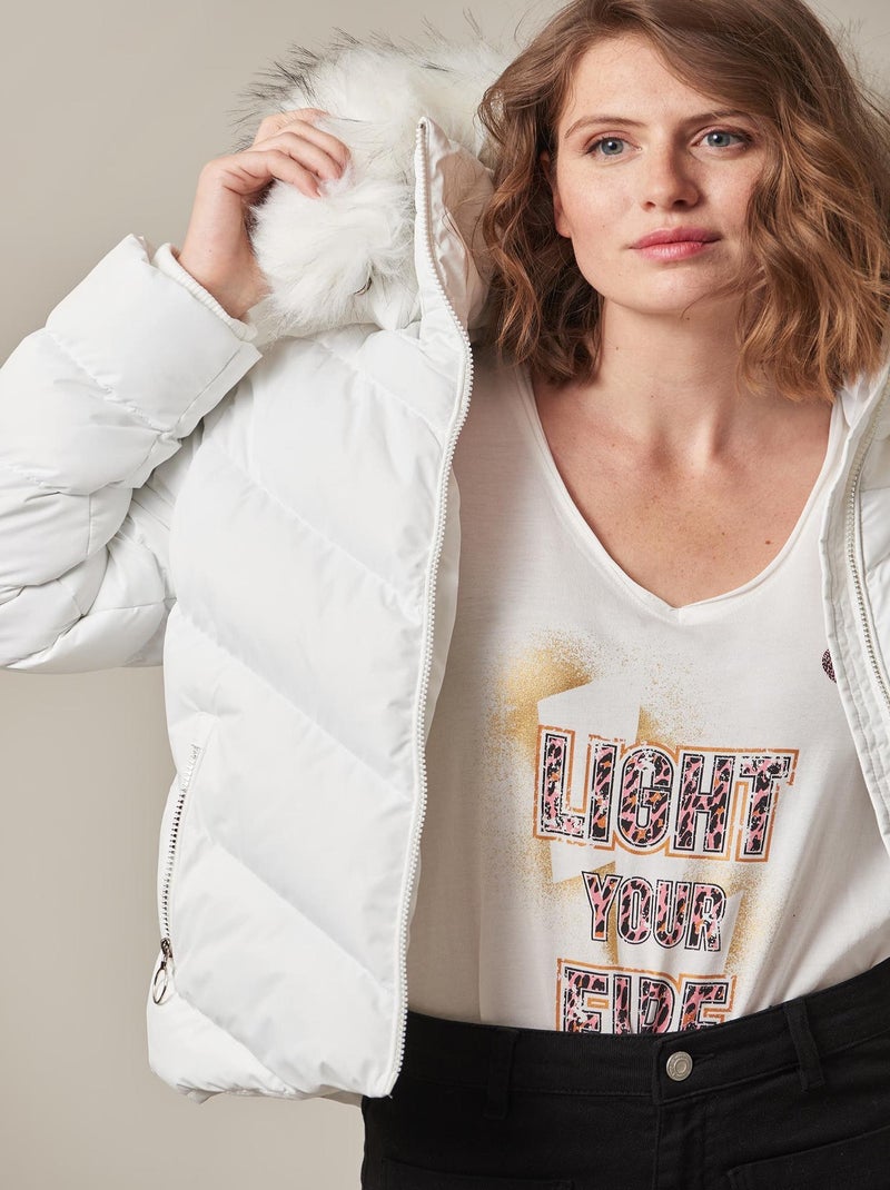 Doudoune cintrée à capuche 'Deeluxe' Blanc - Kiabi