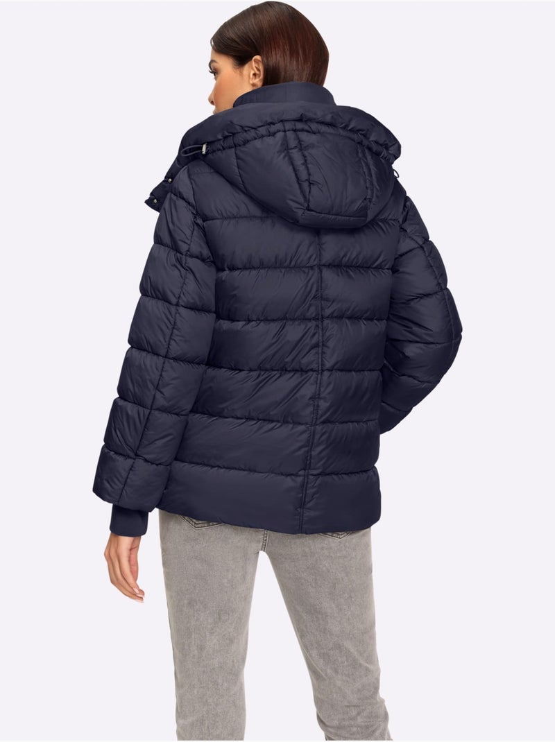 Doudoune Col à Revers Chaud - Taille Standard - Helline Bleu marine - Kiabi